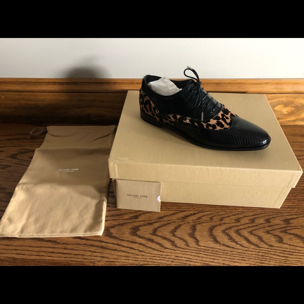 Leather & Calf Hair Oxford Shoe leopard